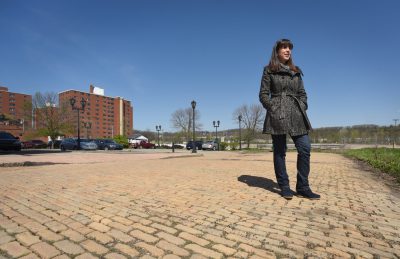 Standing on the Homestead street where my great-grandfather lived after immigrating (c) 2015, Pittsburgh Post-Gazette, all rights reserved. Reprinted with permission.